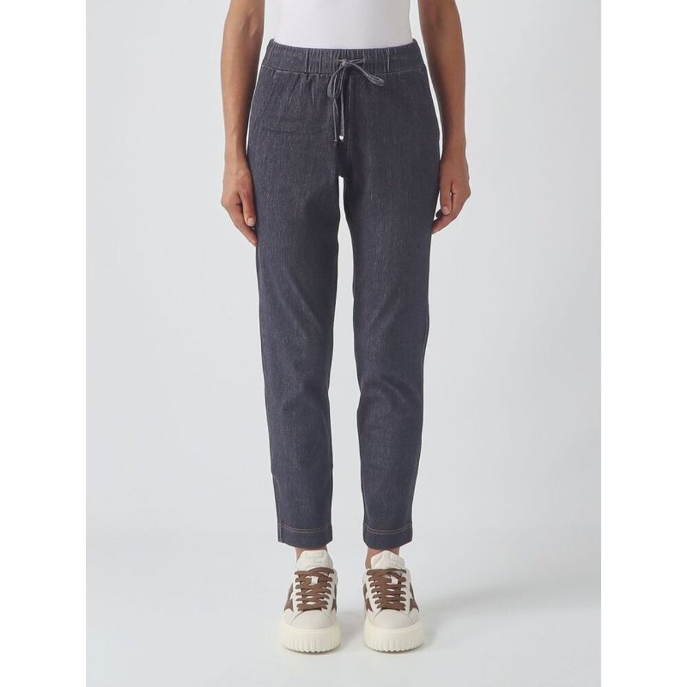 Mm Max Mara Women High-Waisted Slim Fit Cotton-Blend Skinny Trousers Mm Max Mara